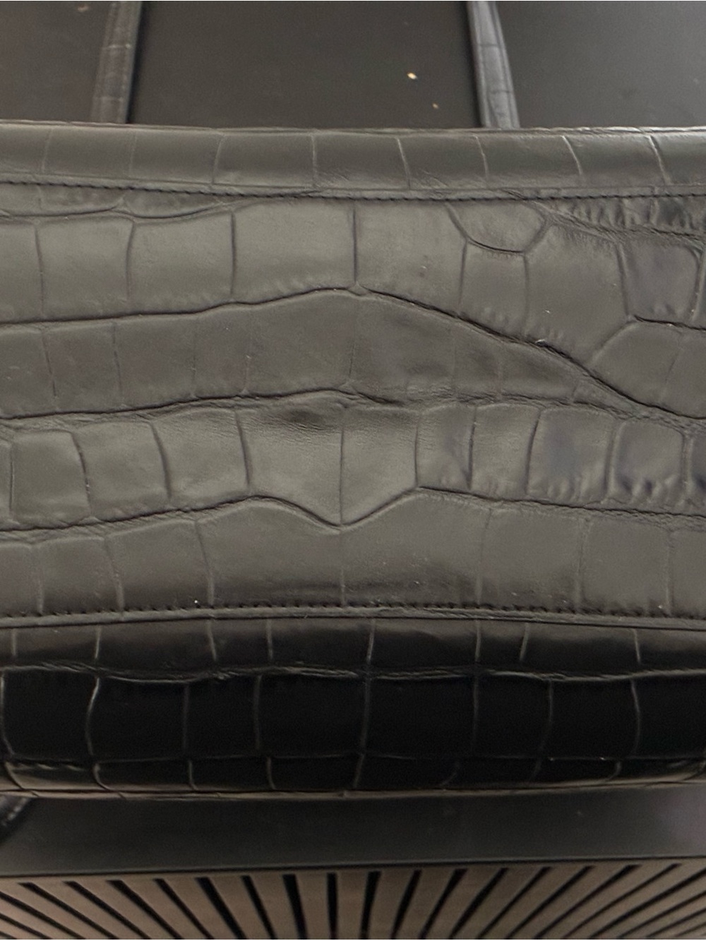 Coach Black Croc-Embossed Leather Maggie Tote with Silver Hardware - Picture 8 of 12
